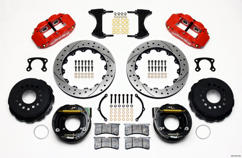 Wilwood Narrow Superlite 4R Rear P-Brk Kit 12.88in Drilled Red Small Ford 2.66in Offset Wilwood
