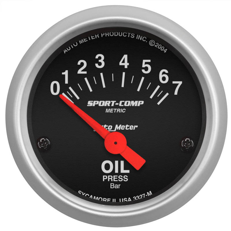 Autometer Sport-Comp 52mm 0-7 Bar Short Sweep Electronic Oil Pressure Gauge 3327-M
