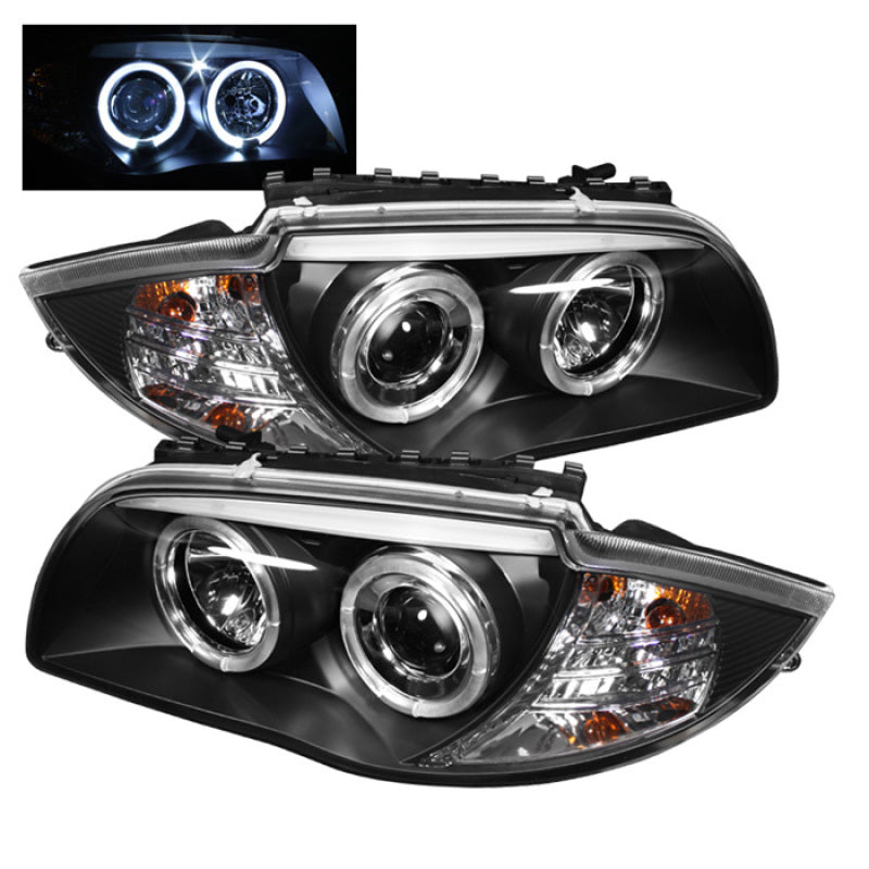 Spyder BMW E87 1-Series 08-11 Projector Headlights LED Halo Black High H1 Low H7 PRO-YD-BMWE87-HL-BK - eliteracefab.com