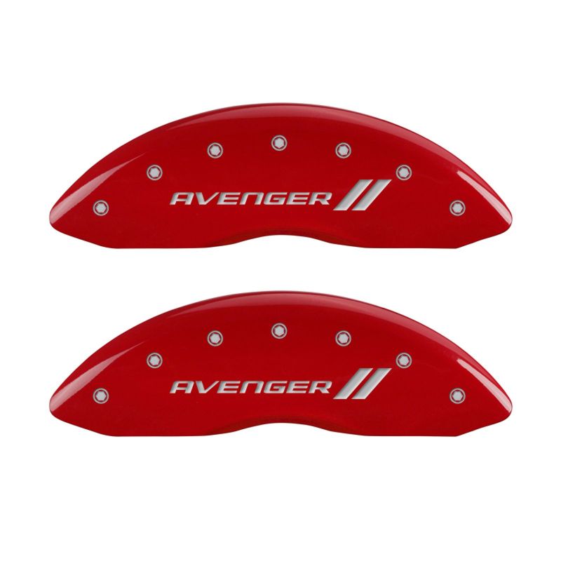 MGP 4 Caliper Covers Engraved Front & Rear With stripes/Avenger Red finish silver ch MGP