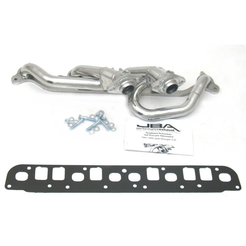 JBA 00-06 Jeep 4.0L 1-1/2in Primary Silver Ctd Cat4Ward Header JBA