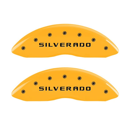 MGP 2 Caliper Covers Eng Front Silverado Yellow Finish Blk Char 05 Chevy Silverado 1500 MGP