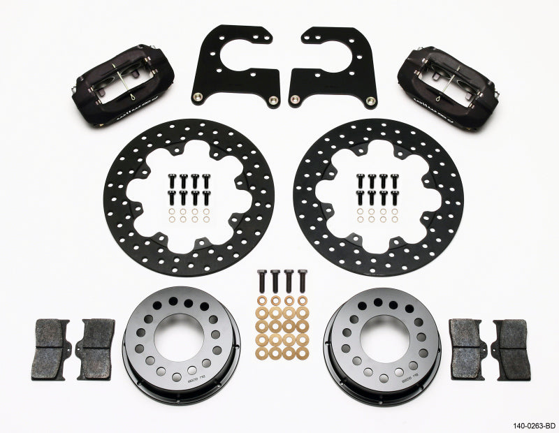 Wilwood Forged Dynalite Rear Drag Kit Drilled Rotor Chev 12 Bolt w C-Clips Wilwood