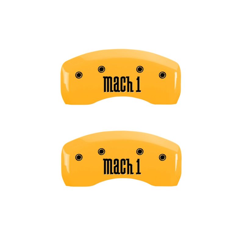 MGP 4 Caliper Covers Engraved Front & Rear Mach 1 Yellow Finish Black Char 2004 Ford Mustang MGP