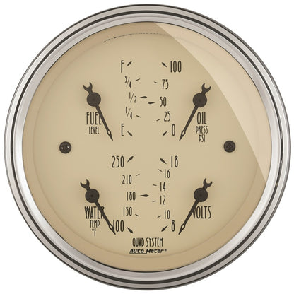 AutoMeter Gauge Quad 3-3/8in. 240 Ohm(e) to 33 Ohm(f) Elec Antique Beige 1812