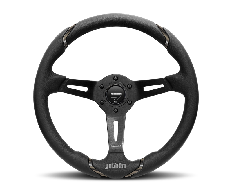 Momo Gotham Steering Wheel 350 mm - Black Leather/Black Spokes MOMO