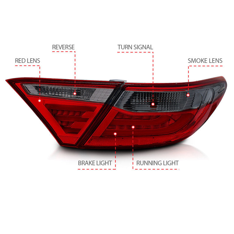 ANZO USA Toyota Camry 4dr Led Taillights Smoke; 2015-2017 - eliteracefab.com