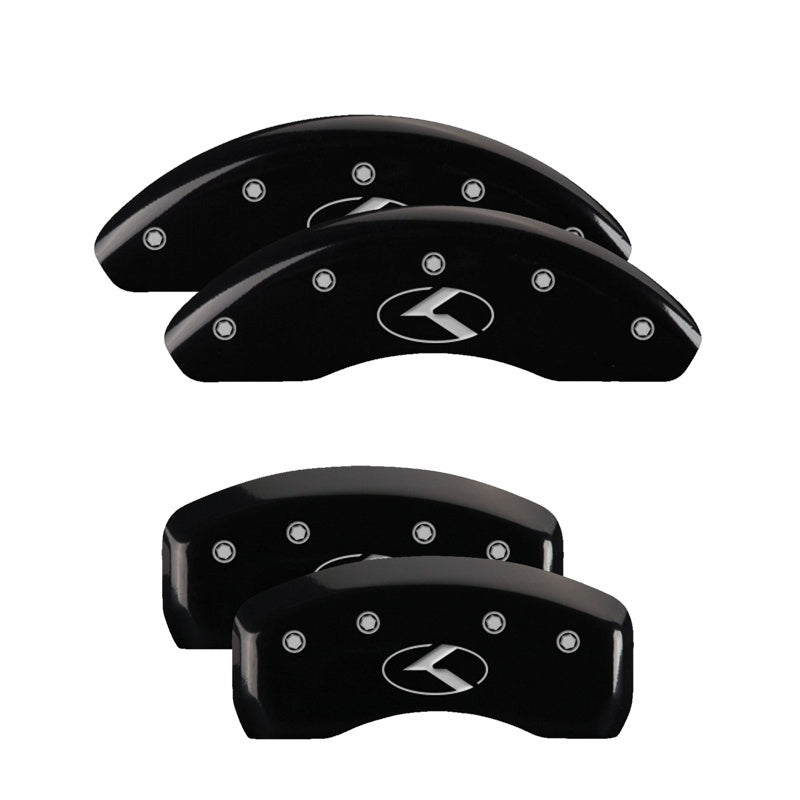 MGP 4 Caliper Covers Engraved Front & Rear MGP Black Finish Silver Char 2018 Honda Accord MGP