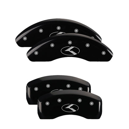 MGP 4 Caliper Covers Engraved Front & Rear Circle K/Kia Black finish silver ch MGP