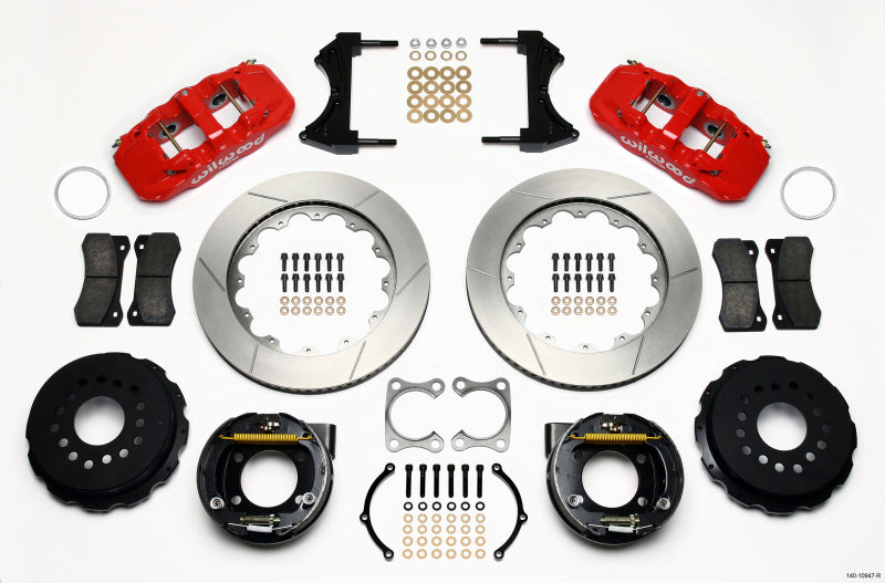 Wilwood AERO4 Rear P-Brake Kit 14.00in Red Big Ford Old Style 2.36in Offset Wilwood