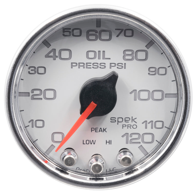 Autometer Spek-Pro 2-1/16in 0-120 PSI Digital Stepper Motor w/Peak & Warn Oil Pressue Gauge P32511