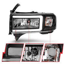 Load image into Gallery viewer, ANZO 94-02 Dodge RAM Crystal Headlight - w/ Light Bar Black Housing - eliteracefab.com