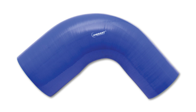 Vibrant 4 Ply Reinforced Silicone 90 degree Transition Elbow - 2.5in I.D. x 3in I.D. (BLUE) - eliteracefab.com