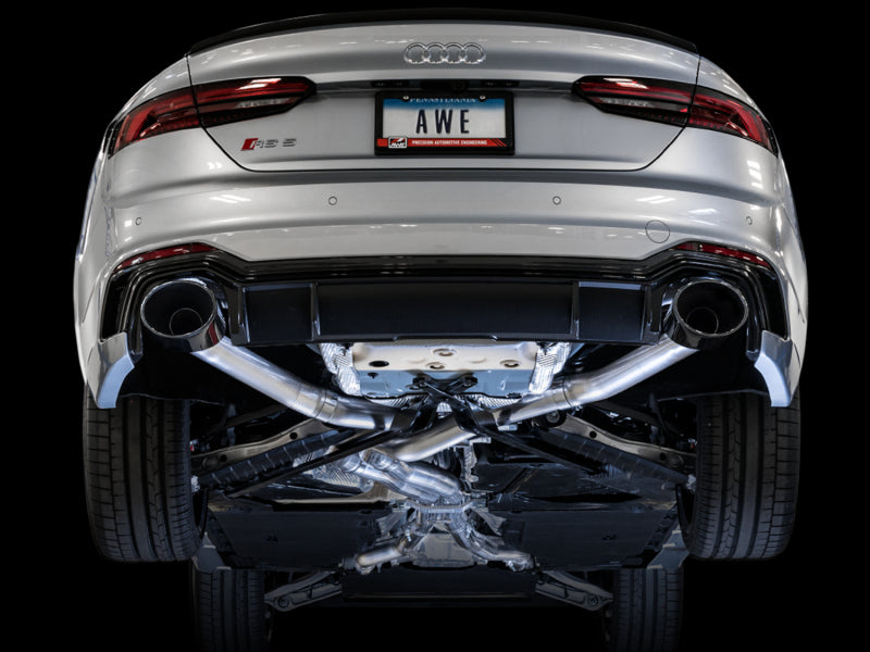 AWE Tuning Audi B9 RS 5 Sportback Track Edition Resonated for Perf Cats Exhaust w/Diamond Black Tips AWE Tuning