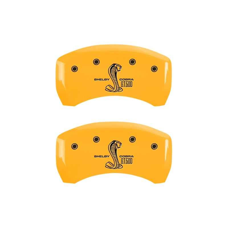 MGP Rear set 2 Caliper Covers Engraved Rear GT500 Shelby & Cobra Yellow finish black ch MGP