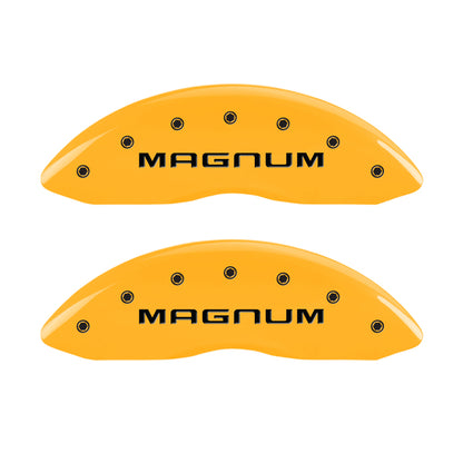 MGP 4 Caliper Covers Engraved Front & Rear Magnum Yellow Finish Black Char 2006 Dodge Charger MGP