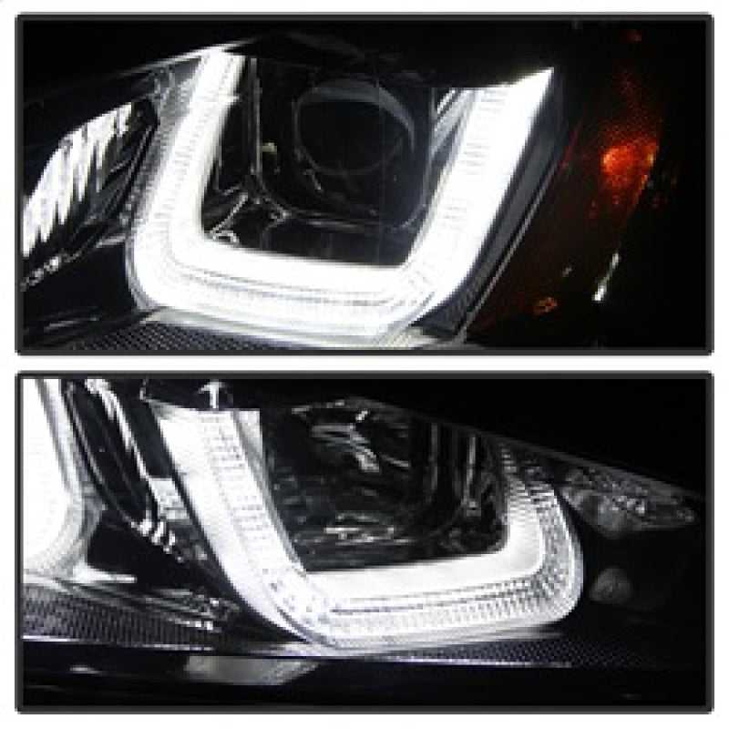 Spyder Volkswagen Golf VII 14-16 Projector Headlights DRL LED Blk Stripe Blk PRO-YD-VG15-BLK-DRL-BK - eliteracefab.com