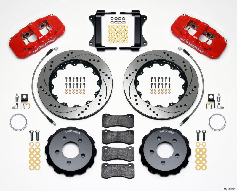 Wilwood AERO6 Front Hat Kit 14.25 Drilled Red 2008-2009 Pontaic G8 w/Lines Wilwood