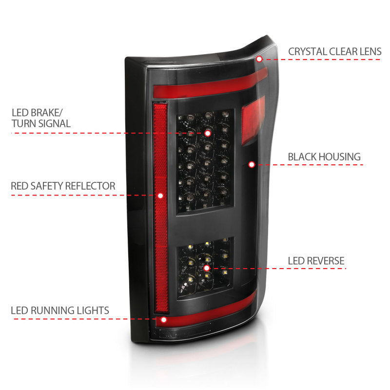 ANZO 15-17 Ford F-150 LED Taillights Black w/ Sequential - eliteracefab.com