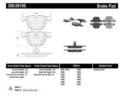 STOPTECH PERFORMANCE 06-09 BMW M5 E60 / 07-09 M6 E63/E63 REAR BRAKE PADS, 309.09190 - eliteracefab.com