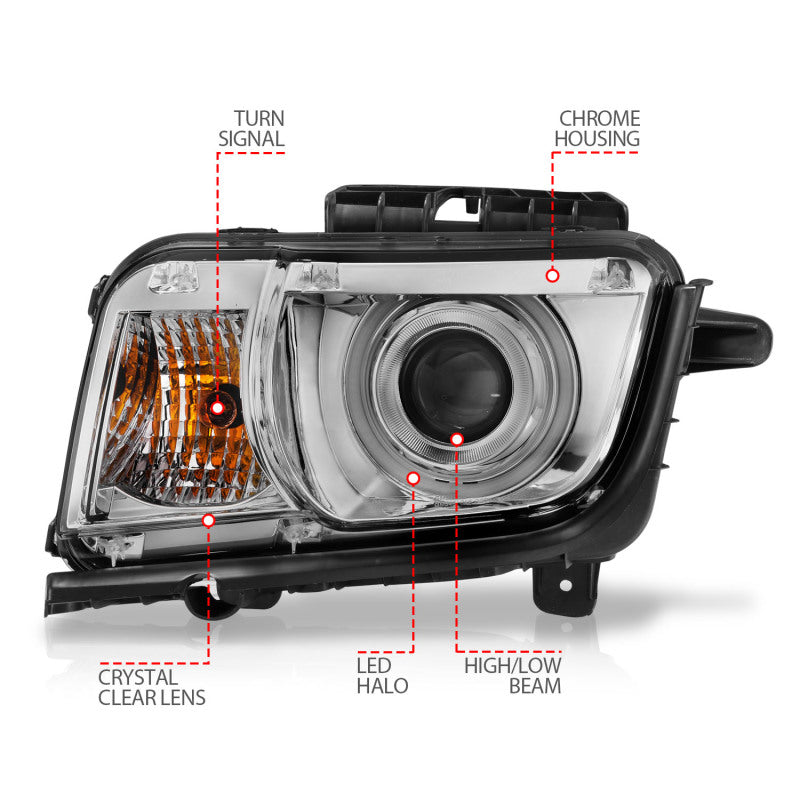 ANZO 2010-2013 Chevrolet Camaro Projector Headlights w/ Halo Chrome (CCFL) ANZO