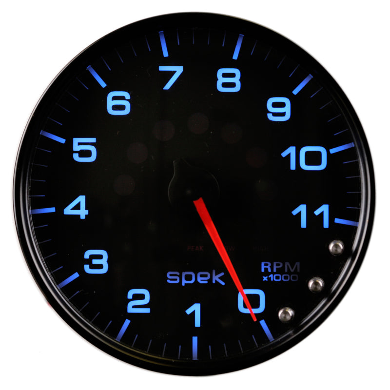 Autometer Spek-Pro Gauge Tachometer 5in 11K Rpm W/Shift Light & Peak Mem Black/Black P23932