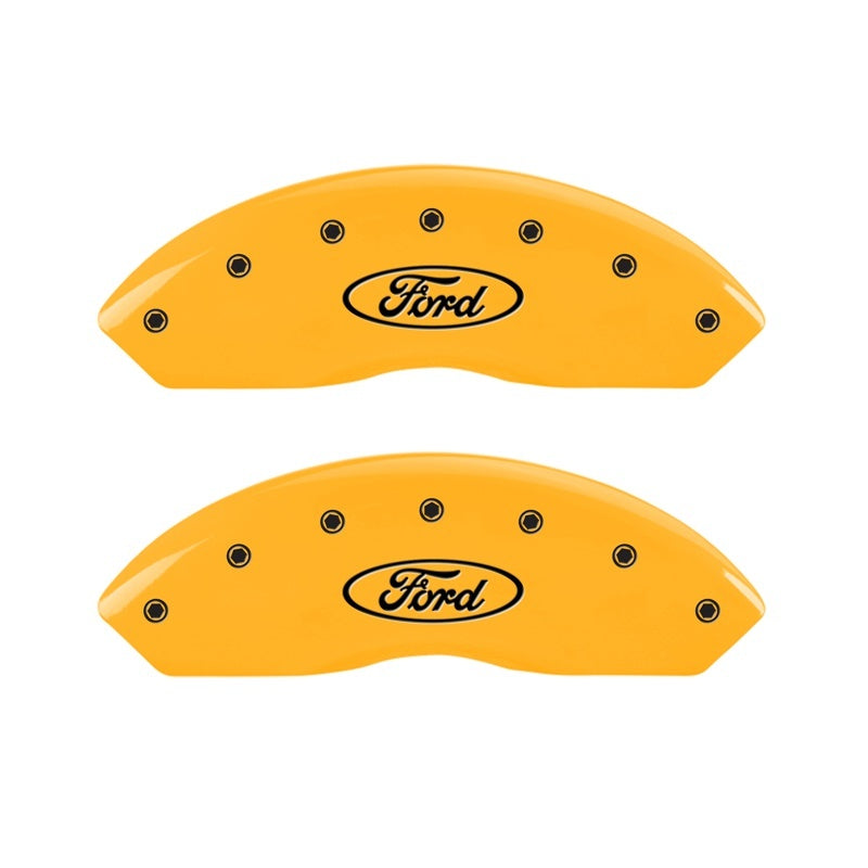 MGP 2 Caliper Covers Engraved Front Oval Logo/Ford Yellow Finish Blk Char 2011 Ford Focus MGP