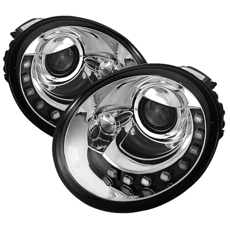 Spyder Volkswagen Beetle 1998-2005 Projector Headlights DRL Chrome PRO-YD-VB98-DRL-C - eliteracefab.com