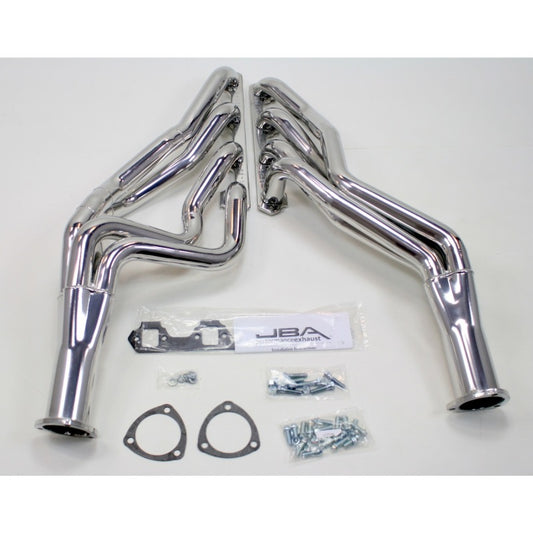 JBA 65-73 Ford Mustang 260-302 SBF 4 Speed C4/C6/AOD 1-3/4in Primary Silver Long Tube Header JBA