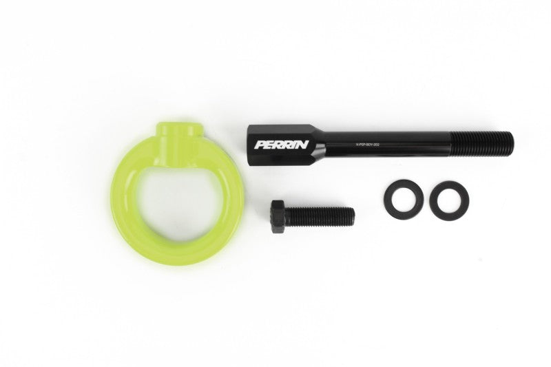 Perrin 02-07 Subaru WRX/STI Tow Hook Kit (Front) - Neon Yellow - eliteracefab.com