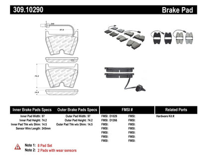 STOPTECH PERFORMANCE BRAKE PADS, 309.10290 - eliteracefab.com