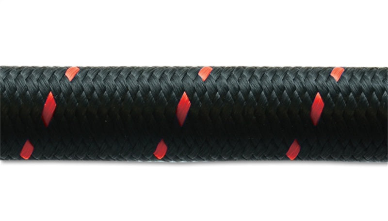 Vibrant -12 AN Two-Tone Black/Red Nylon Braided Flex Hose (10 foot roll).