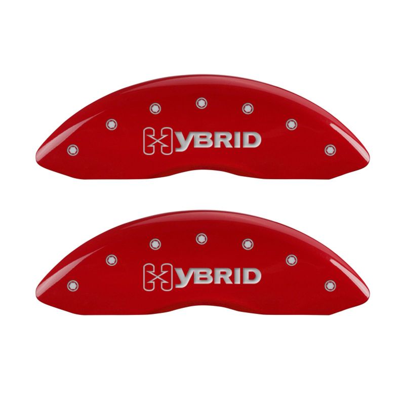 MGP 4 Caliper Covers Engraved Front & Rear GM Style/Hybrid Red finish silver ch MGP
