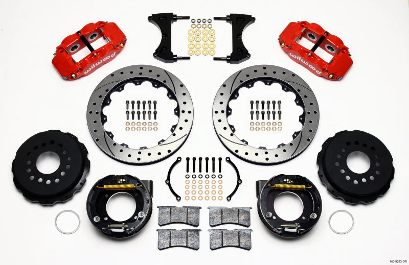 Wilwood Narrow Superlite 4R Rear P-Brk Kit 12.88in Drilled Red Ford 8.8 w/2.5in Offset-5 Lug Wilwood
