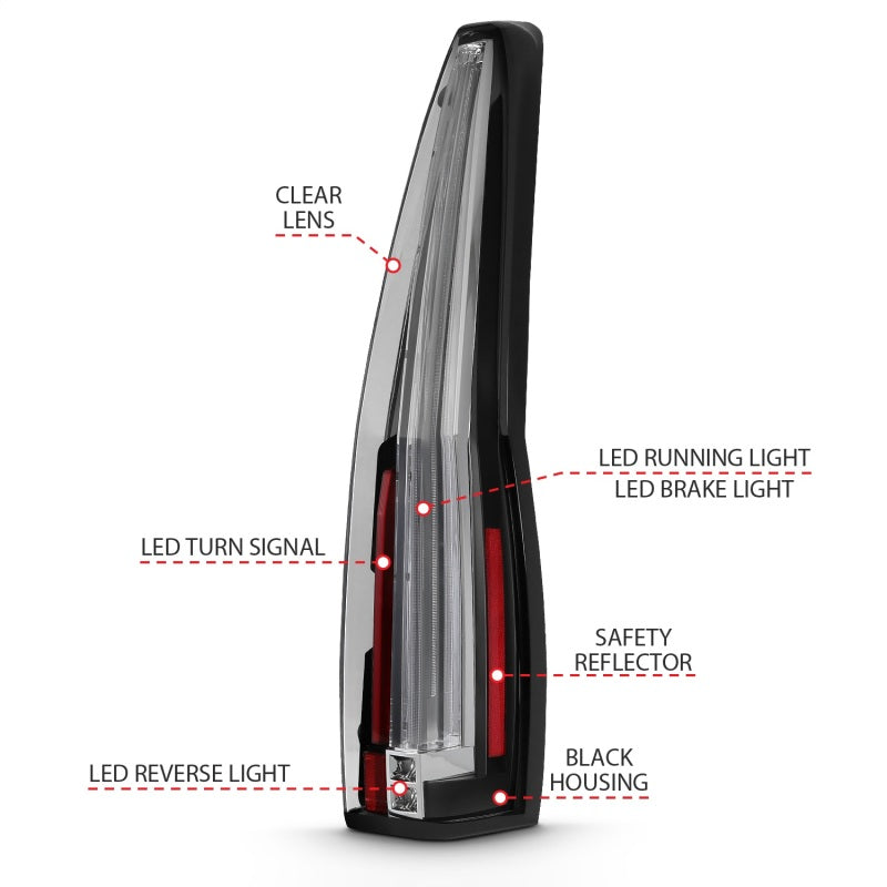 ANZO 2007-2014 Cadillac Escalade Led Taillights Red/Clear - eliteracefab.com