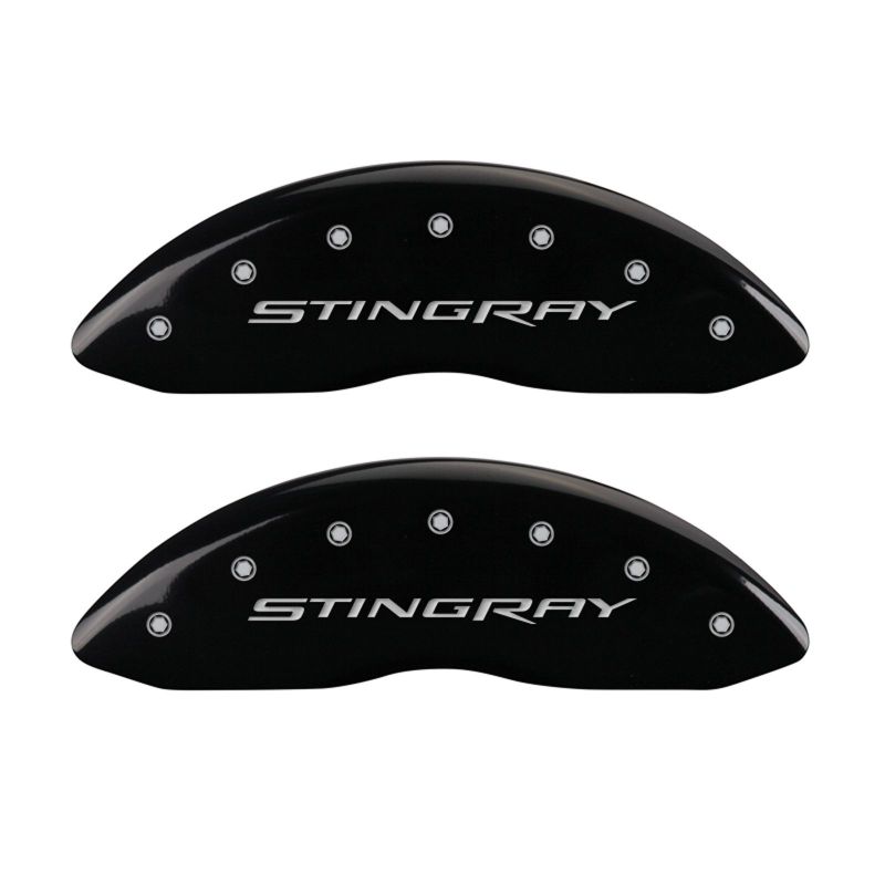 MGP 4 Caliper Covers Engraved Front & Rear Stingray Black finish silver ch MGP