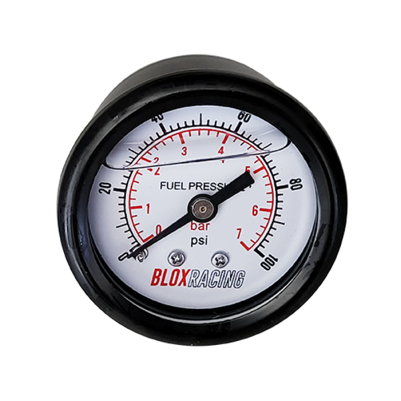 BLOX Racing Liquid-Filled Fuel Pressure Gauge 0-100psi (White Face) BLOX Racing
