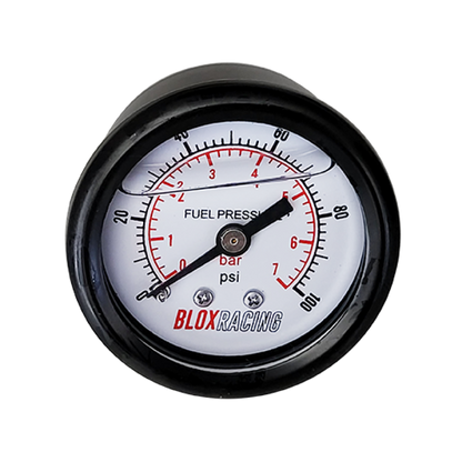 BLOX Racing Liquid-Filled Fuel Pressure Gauge 0-100psi (White Face) BLOX Racing