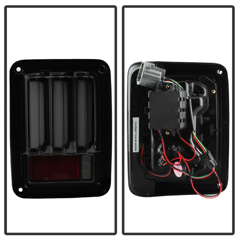 Spyder 07-16 Jeep Wrangler Verison 2 Light Bar LED Tail Lights - Smoke (ALT-YD-JWA07V2-LBLED-BSM) - eliteracefab.com