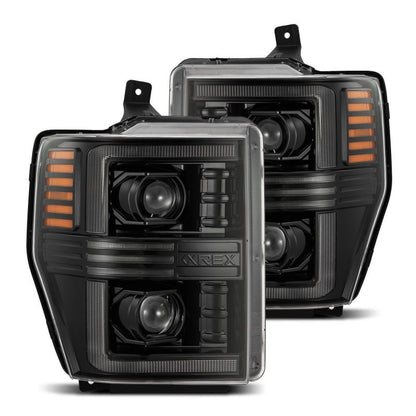 AlphaRex 880309 08-10 Ford F250-550 PRO-Series Projector headlights Alpha-Black w/Activ Light/Seq Signal