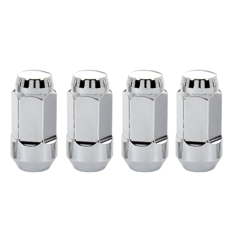 McGard Hex Lug Nut (Cone Seat Bulge Style) M14X1.5 / 13/16 Hex / 1.945in. Length (4-Pack) - Chrome - eliteracefab.com