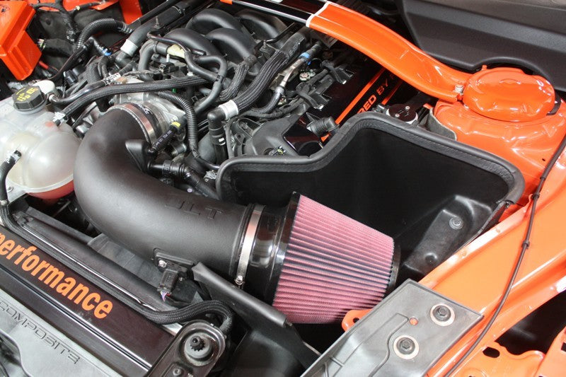 JLT 15-19 Ford Mustang GT350/GT350R Black Textured Cold Air Intake Kit w/Red Filter - Tune Req - eliteracefab.com