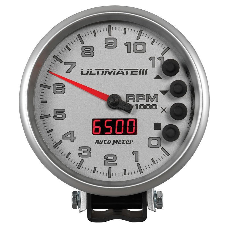 Autometer 5 inch Ultimate III Playback Tachometer 11000 RPM - Silver 6886