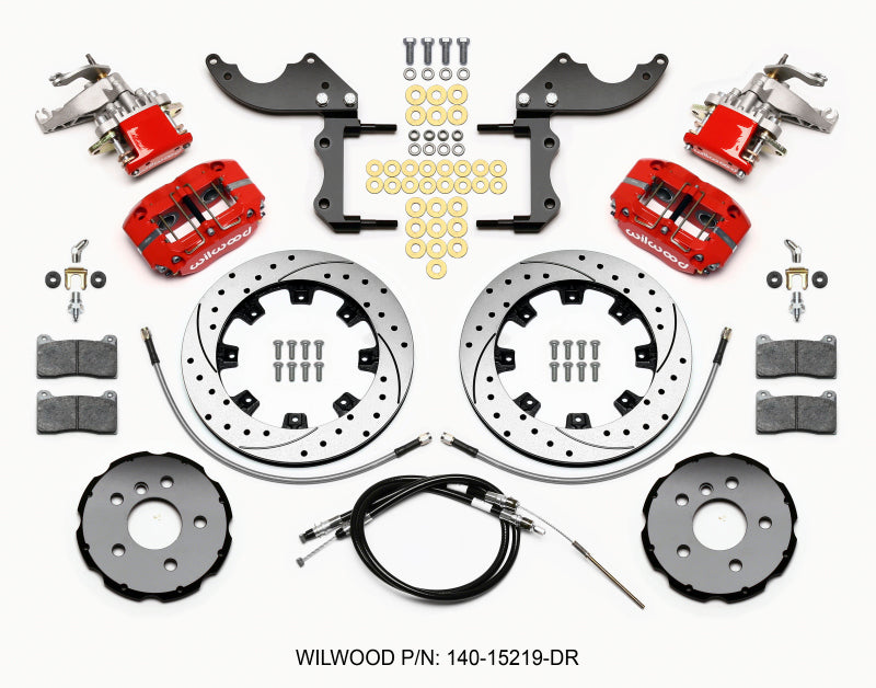 Wilwood Dynapro Radial4 / MC4 Rear Kit 12.19 Drilled Red 2014-2015 Mini Cooper w/Lines & Cables Wilwood
