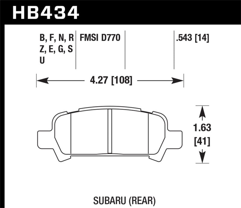 Hawk Performance DTC-60 Rear Brake Pads - HB434G.543