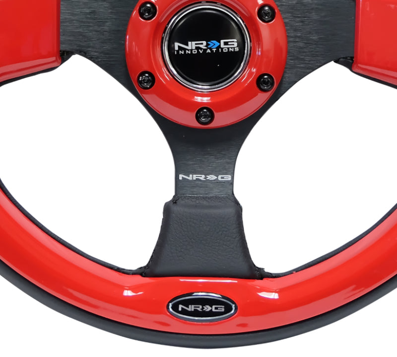 NRG Reinforced Sport Steering Wheel 320mm Red Trim - eliteracefab.com