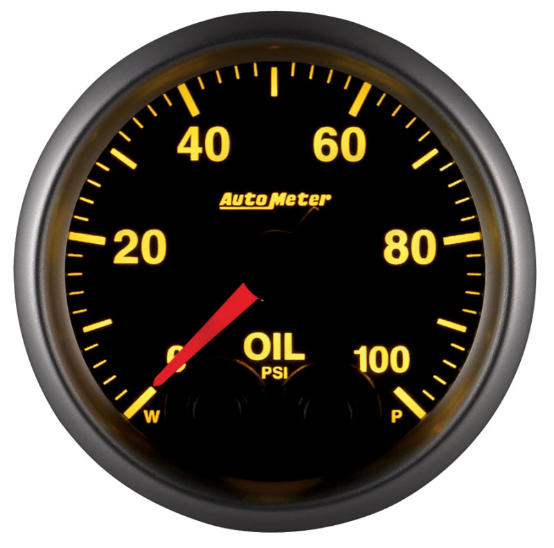 AutoMeter GAUGE; OIL PRESS; 2 1/16in.; 100PSI; STEPPER MOTOR W/PEAK/WARN; ELITE - eliteracefab.com