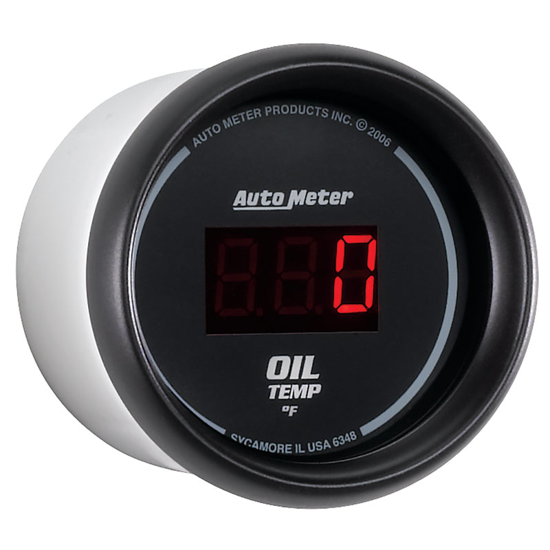 AutoMeter GAUGE; OIL TEMP; 2 1/16in.; 340deg.F; DIGITAL; BLACK DIAL W/RED LED - eliteracefab.com