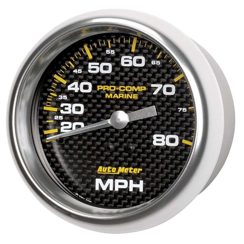 Autometer Gauge Speedometer 3-3/8in 80MPH Mechanical Marine Carbon Fiber 200753-40