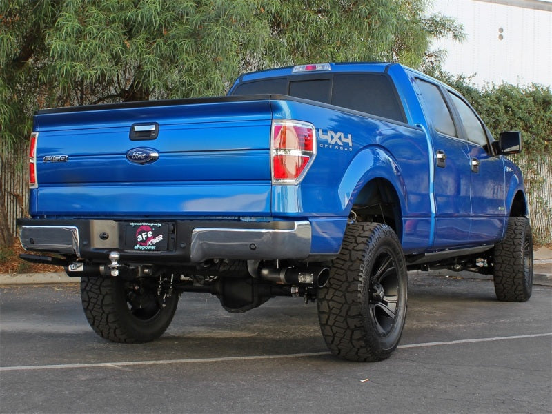 aFe MACHForce XP Exhaust 3in SS Dual Side Exit CB w/ Black Tips 11-14 Ford F150 EcoBoost V6-3.5L TT aFe